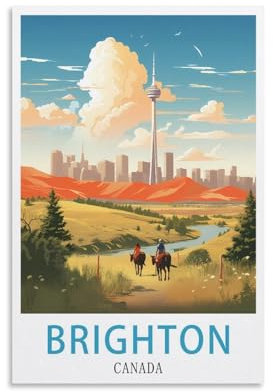 LNUYITR Brighton Canada Vintage-Reiseposter, 20 x 30 cm, Leinwand-Kunst-Poster und Wandkunst, Bilddrucke, modernes Heim-, Schlafzimmer-Dekor-Poster