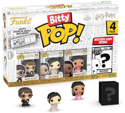Funko Bitty Pop! HP GOF - Harry 4pk and a Surprise Mini Figure - 0.9 Inch (2.2 cm) - Harry Potter Collectible Stackable Display Shelf Included - Gift Idea Party Bag Stocking