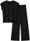 Veriliss 2 Teilig Outfits Für Damen Pullover Sets Strickpullover Tops Elastische Taille Hosen Lounge Sets Trainingsanzug(Schwarz,M)