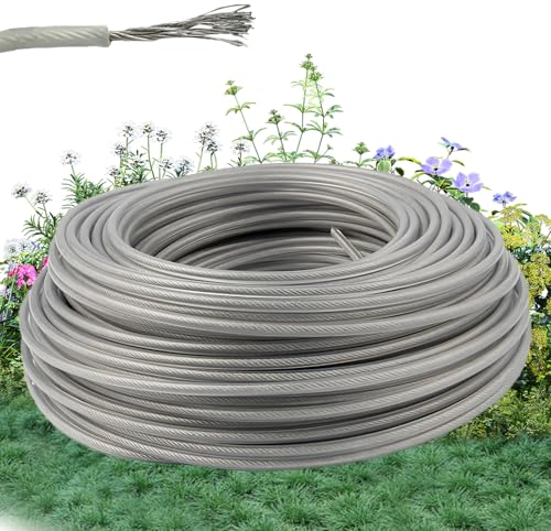 TOATELU Hilo de corte de 50 m x 3,0 mm. Hilo para desbrozadora: hilo de alambre de acero, hilo para desbrozadora para desbrozadora para hierba de hierba y jardín