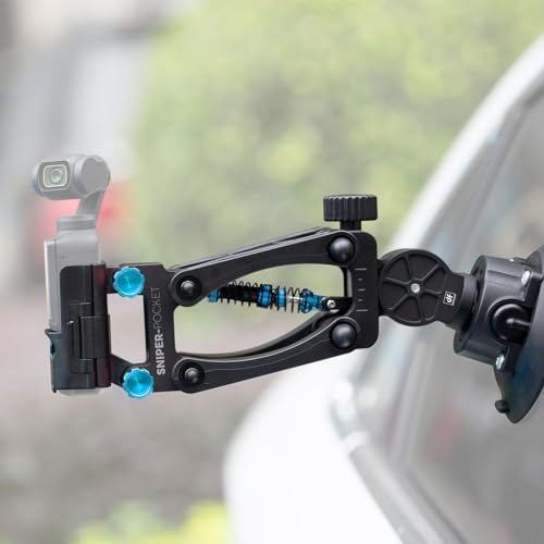 DF DIGITALFOTO Osmo Pocket 3 Car Mount, Vacuum Suction Cup Mount with Z Axis Damping Arm and Safety Harness, Compatible with DJI Osmo Pocket/Gopro Action Camera, Windshield/Window/Rear Mounted