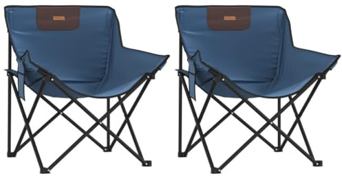 vidaXL Campingstühle 2 STK., Campingstuhl mit Seitentasche, Klappstuhl für Strand Garten Campingplatz, Gartenstuhl Angelstuhl Strandstuhl, Blau