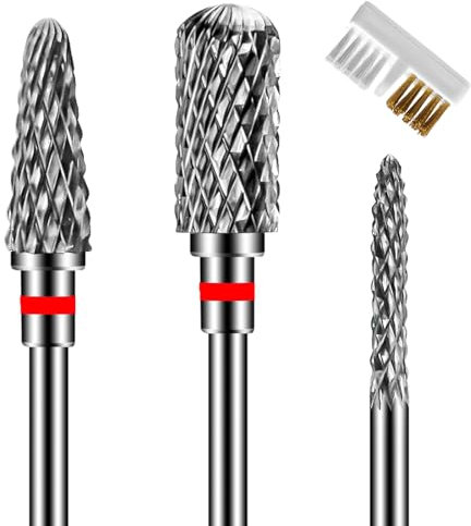 ANRUI 3 Piezas Fresas Torno para Uñas, 3/32 Pulgadas Brocas para Uñas de Carburo de Tungsteno, Uñas Arte Herramientas para Eliminación de Gel Acrílico Cutícula