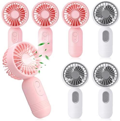 Rossesay - 6 Pack Portable Mini Fan Bulk, Cute Handheld Fan, Lightweight and Small, with 3 Speeds and USB Rechargeable, Battery Operated for Kids, Women, Men, Office