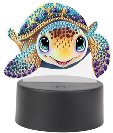 Diamond Painting Nachtlicht Tischdeko Tiere, Diamant Malerei Nachttischlampe Tischlampe LED Deko Set, DIY 5D Diamant Painting Lampe für Kinder Geburtstag Geschenke (A)