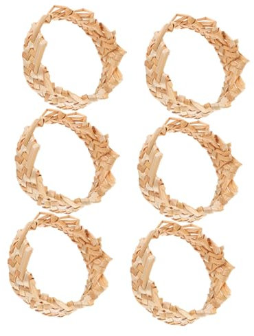 OUNONA 6pcs Straw Napkin Rings Banquet Napkin Holder Rattan Napkin Holder Rattan Napkin Rings Woven Napkin Holder Rustic Napkin Rings Wicker Napkin Holder Boho Napkin Rings