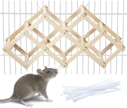Jevnd Ratten-Kletterspielzeug aus Holz, natürliches Haustier-Rattenkäfig-Zubehör, Kletterleiter, ausgefallene Rattenbereicherung, Spielzeugaktivitäten, hängende Nagetier-Spielzeug für Haustier-Ratten