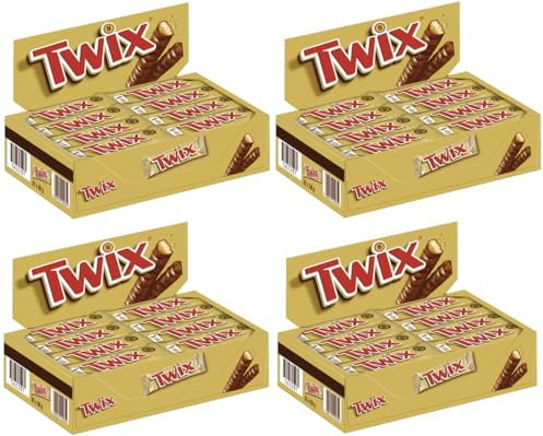 TWIX Doppelriegel 4x 32x50g Schokoriegel Knusperkeks mit zartem Karamell umhüllt von Milchschokolade