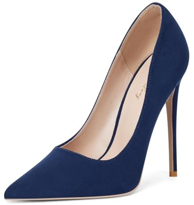 Zhabtuc Décolleté a Spillo in Pelle Scamosciata Scarpe col Tacco Donna 12CM Tacchi Alti Sexy a Punta Chiusa Tacco a Spillo per Feste, Matrimoni e Serate Elegante Stiletto High Heels