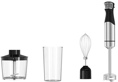 Tarrington House Stabmixer-Set BS1023S, 4-teilig, Edelstahl/Kunststoff (ABS), 730-14000 U/min, 1000 W, silber/schwarz