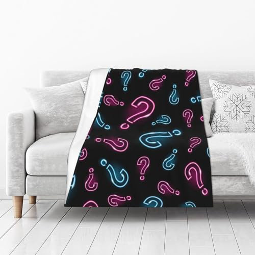 Neon Fragezeichen nahtlos Kuscheldecke, warme Flanell-Fleece-Plüsch, weiche Sofa-Überwurfdecke als Bettdecke/Bettlaken, 102 x 127 cm