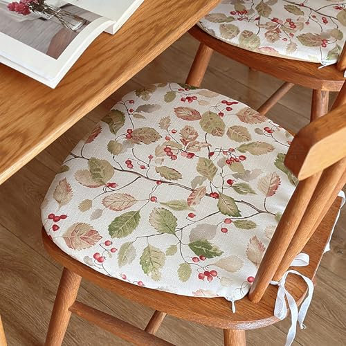 Qiydia U-förmiges Stuhlpolster, Stuhlkissen mit Blumenmuster Und Rutschfesten Bändern, Weiches Sitzkissen Im Landhausstil für Küche, Terrasse, Esszimmer, Waschbarer Bezug(45x42cm(18x16inch), A)