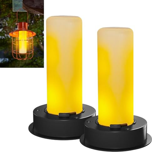 Editbar 2 Stück Solarleuchten Ersatz – Solarleuchten Ersatz Top mit LED Solar Flammen Glühbirnen, IP65 Wasserdicht, Geeignet für Gartenlaternen 8cm, Campinglampen, Außenleuchten, Außen Garten Decor