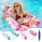 GCRQ Colchoneta Piscina Adultos Hinchables para Piscina – 2 Piezas Flotadores Inflables para Adultos de PVC Ultraresistente 450D | para Piscina, Playa, Jardín y SPA | Incluye Bomba (Azul/Rosa)