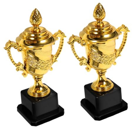 MOBUTOFU 2pièces Trophée Plastique Doré Trophées De Compétition pour Récompenser Les Gagnants des Jeux Et Compétitions Sportives Décoration De Bureau Et pour Jeunes Talents