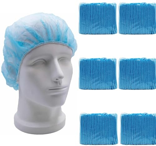 Safetyware Vlies-Einweg-Bouffant Mob Cap Haarnetz Kopfbedeckung Staubdicht Elastisch Bulk für Krankenhaus Lebensmittel Küche Reinigung Labor Blau (100)