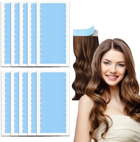 KEWUF 120 Piezas Cinta Adhesiva para el Cabello, Cinta Adhesiva de Extensión de Pelo, Tape para Extensiones de Cabello y Trama Cabello, Invisible Doble Cara Cinta de Repuesto Peluca Impermeable