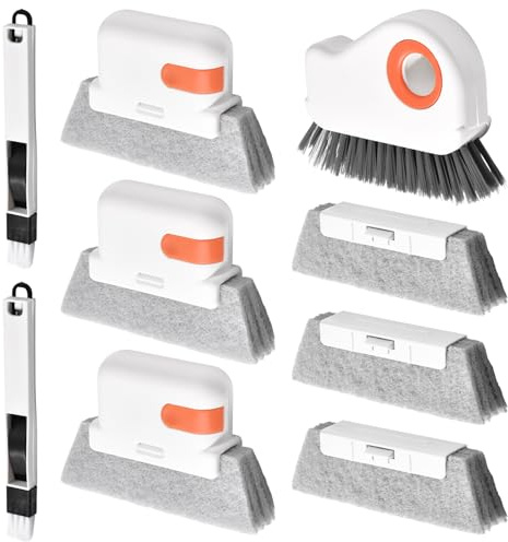 GOLD DEER 9Pcs Window Track Cleaner Set,Groove Cleaning Brush Tools,Window Sill Gap Track Cleaning Tools,Multifunctional Gap Scrub Brush,Magic Window Track Cleaner for Household Use, Kitchen