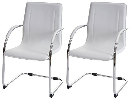 CHEFGASTRO 2er-Set Esszimmerstuhl Sammy HxBxT 93x56x56cm Sitzhöhe 47cm Stahl Weiß Freischwinger Küchenstuhl Lehnstuhl Stuhl