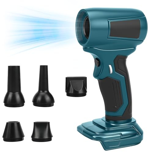 Gebläse Kompatibel mit Makita 18V Akkus, Mini Laubbläser mit 5 Düsen, 30 m/s Luftgeschwindigkeit, 130000 U/min Bürstenloser Motor, Tragbarer Laubbläser zum Entfernen von Laub, Staub & Schnee