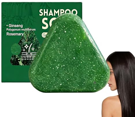 Pflanzliche Ginseng & Ingwer Triangle Shampoo Bar, natürliche grüne Seife Haar stärkende Seife, Verdickung Volumizing Solid Shampoo Bar, sanfte Reinigung Haarpflege Shampoos Bars Frizzy Control (1PCS)