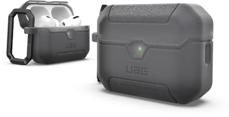 URBAN ARMOR GEAR Scout Hülle für Apple AirPods Pro 3 | Passgenau | Sicherer Verschluss | Wireless-Charging kompatibel | LED sichtbar | Abnehmbarer Karabinerhaken