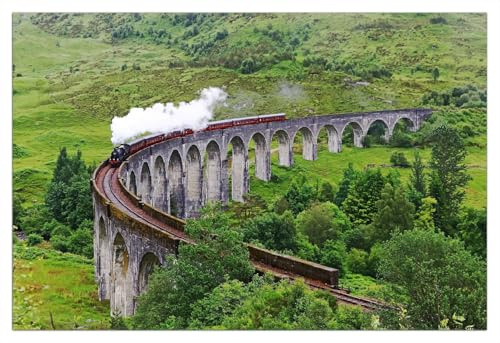 Wallario selbstklebendes Poster - Dampfzug auf Viadukt, Aufkleber in Premiumqualität, Klebefolie Größe: 61 x 91,5 cm (Maxiposter)