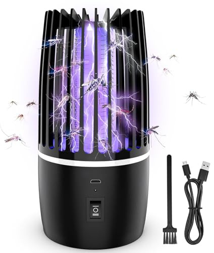 Insektenvernichter Elektrisch, Mückenfalle & Fliegenfalle mit 365nm UV-Licht, 4200V Mückenlampe mit 4000mAh Akku, Insektenfalle für Innen und Außen, IPX4 Wasserdicht, Gegen Mücken, Fliegen und Motten