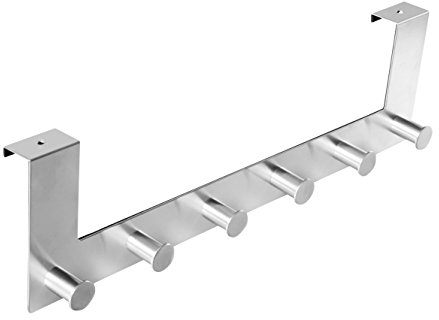 Ambrosya - Handtuchhalter ohne Bohren - Türgarderobe Türhaken Handtuchhaken Handtuchstange Tür Bad WC (Edelstahl (Gebürstet))