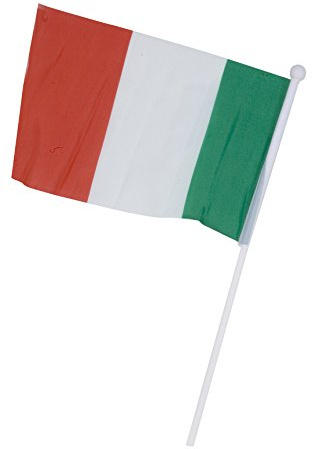 Ciao 22017 Bandera de Tela con caña, Color Verde, Blanco y Rojo, 30 x 18 cm
