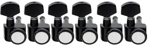 Musiclily Pro 6 inline 2-pins Guitar Locking Tuners Machine Heads Tuning Pegs Keys Set for Fender Strat Tele Style Electric Guitar, Black