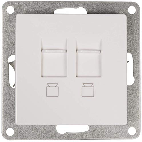 MC POWER - Netzwerkdose | CUP | 2x RJ45, UP, weiß, poliert