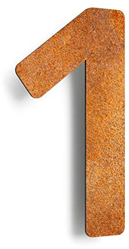 Vintage Hausnummer 1 - massiv, wetterfest & langlebig - 14 cm groß - mit Befestigungsmaterial - Retro Design Hausnummern-Schild N-01-1-R