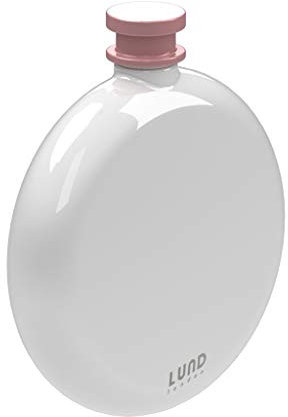 Lund London 7132 Cool - Botella deportiva, color blanco y rosa, 145 ml, petaca redonda