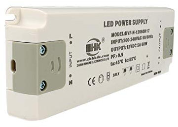 LEDLUX CV8060 Bloc d'alimentation transformateur CV 60W 12V 5A Super Slim Seulement 22 mm Épaisseur (60W 12V)