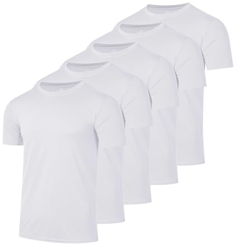 Men's Quick Dry Fit Shirt Short Sleeve Top Active Wear Training Athletic Base Layer Crew T-Shirt Fitness Rugby Gym Wicking Tee Workout Football Sports Running Exercise Undershirt - 5 Pack,-Set 9,3XL