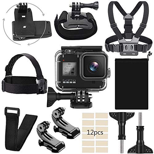 Eyeon Accessori Kit per GoPro Hero 8 Black-60M Custodia Impermeabile, Cinghia Pettorale, Supporto per Cinghia Testa, Cinturino Polso Borsa, Strorage Pouch Bag, 360 Clip Montaggio Zaino