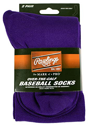 Rawlings - Calzini da baseball, 2 paia, Unisex - Adulto Uomo, Viola, M