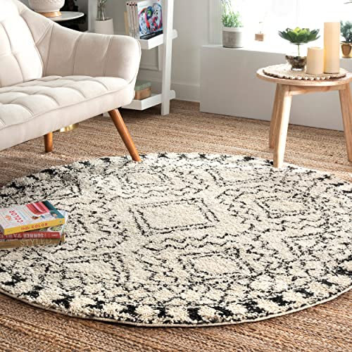 nuLOOM Vasiliki marokkanischer Shag Teppich mit Quasten, 0,9 x 1,52 m, oval, cremefarben