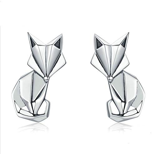 URBAN SHe° Origami Fuchs Ohrstecker aus 925er Sterlingsilber, silberner Origami Tierschmuck