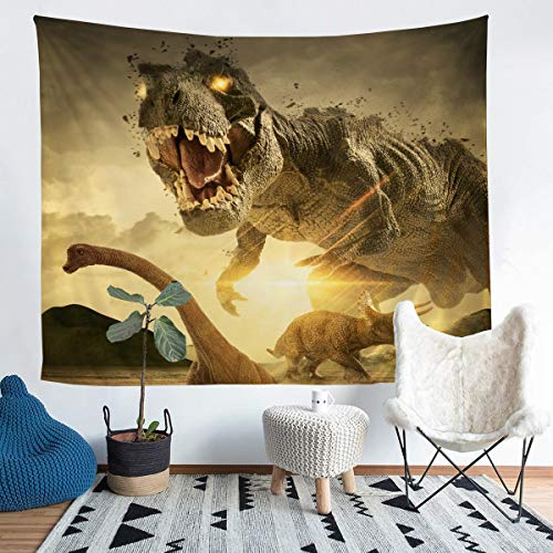 Dinosaurier Wandbehang Jungle Tiere Wandteppich 130x150cm für Kinder Jungen Mädchen Tierwelt Stil Tapisseriev Intage Wandkunst Dekorativ