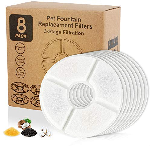 Wilktop Ersetzt Aktivkohle Filter Für Katze Wasser Trinken Brunnen Ersatz Filter Blume Für Pet Hund Runde Brunnen Spender,für Katzen und Hunde Wasserspender(8 Pack
