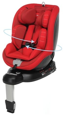 Foppapedretti Logik I-Size 360° dreh- und neigbarer Autositz, für Kinder von 40 bis 105 cm (0–18 Kg), rot
