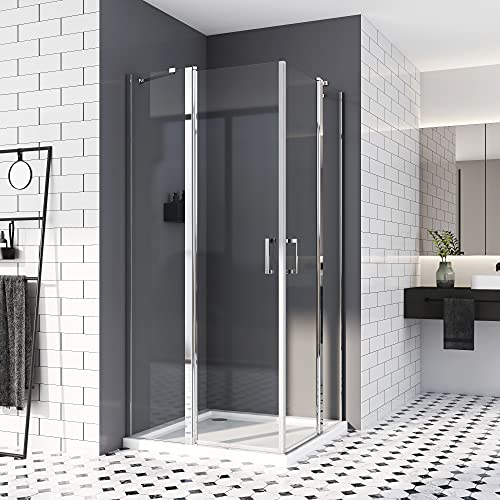 Duschkabine Eckeinstieg 120x120 cm, Dusche Falttür Duschwand Duschabtrennung NANO Glas ESG-Sicherheitsglas - Duschabtrennung Höhe 185cm