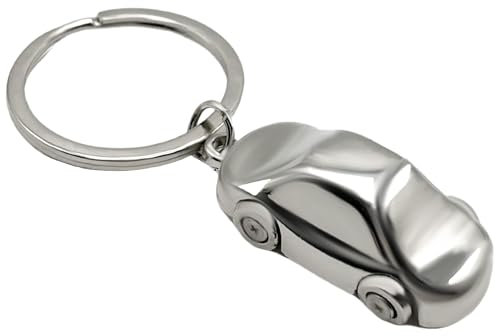 AUTOZOCO Llavero metálico en forma de coche, diseño coche, Llavero Automovil cromado, Key Chain car, Regalo concesionario, llavero Metálico auto, Color Plateado