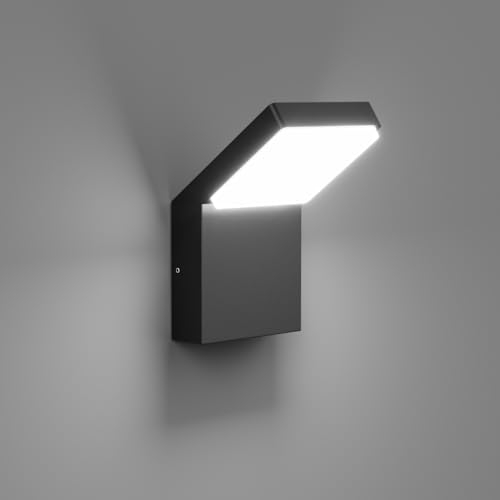 Klighten 24W LED Wandleuchte Aussen Innen, Wasserdicht IP65 Außenlampe Außenleuchte Wand Modern Wandlampe, Ausenbeleutung Wand für Terrasse Eingang Garten, 1500 Lumen, Schwarz, Kaltes Weiß 6000K