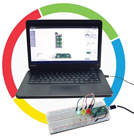 Piper Kit: Educational Electronics - Sci-Fi Themed Coding & Circuitry Learning - Ages 8+ - Includes Raspberry Pi Pico, Breadboard, Jumper Wires, Resistors, Buttons, LEDs, USB Cable & Wood Base