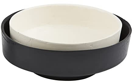 Mud Pie Black White Paper Mache Bowls, small 4 x 10 dia | large 4 x 12 dia