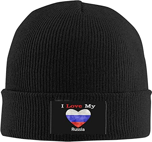 IUBBKI I Love My Flag of Russia Herz Beanie Mütze Strickmütze Mütze Wärme für Männer Frauen Mütze