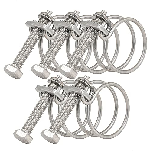 SEIWEI Fascetta stringitubo a doppio filo, 50-55 mm, in acciaio inox 201, fissaggio universale per tubi idraulici, anello regolabile (confezione da 5)